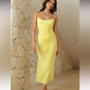 Hello Molly Fit To Impress Mesh Midi Dress Yellow